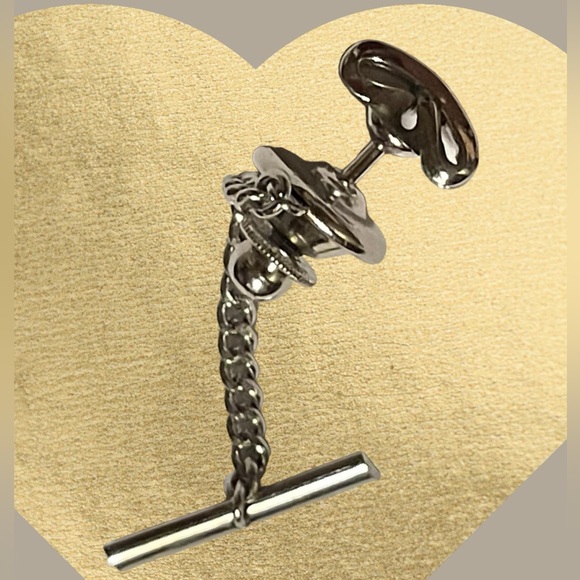 Vintage 10K White Gold Men’s Tie Tack Pin Symbol Bratzel Looks unsigned - Picture 10 of 10